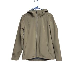 Columbia green full zip Fleece interior Jacket hooded zip pockets size small